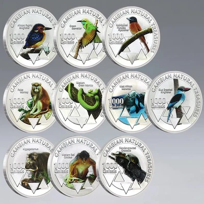 10pcs/set Gambian Natural Treasures Animal Coin Set 1000 Dalasis Limited Edition - Image 1 of 4
