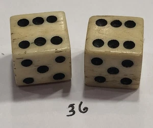 Authentisches Vintage Paar Knochen (Rinder) Würfel 1/2 Zoll - Bild 1 von 4