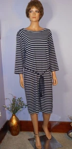 Ralph Lauren Jeans Casual Elegance 100% Baumwolle Navy Streifen bequemes Kleid, 2X - Bild 1 von 8