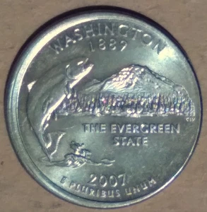 2007P Washington State Quarter Mis-Struck Or Off Center Fat Rim Mint Error Coin - Picture 1 of 4