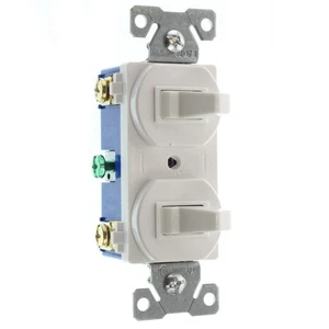 INTERRUPTOR DE PALANCA DOBLE HUBBELL RC103WZ, 1 POLO Y 3 VÍAS, 15A, 120/277V, BLANCO - Imagen 1 de 3
