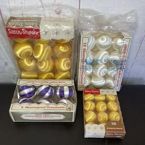 Vintage Satin Sheen Christmas Ornaments Merri Craft Bulbs Lot Various Sizes New - Picture 1 of 12