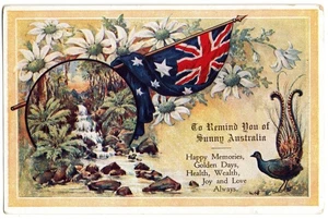 Australia 1924 Pretty Reminder Postcard with Flag - Picture 1 of 2