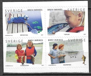 Suecia 2007 Fauna Vida Silvestre Vida Marina Peces Niños Pesca Juego Completo MNH - Imagen 1 de 1