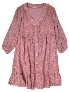 Jodifl Dress Womens M Dusty Pink Floral Ruffle Cottagecore Feminine Romantic - Picture 1 of 9