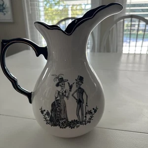 Potter's Studio 2.8qt Halloween Victorian Skeleton  Pitcher/ Vase New - Picture 1 of 10