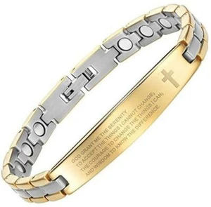 Willis Judd Pulsera de titanio de dos tonos grabada con la joyería de oración Serenity - Imagen 1 de 11