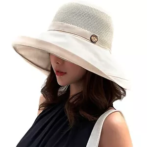 Women Mesh Crown Wide Brim Sun Hats Summer UV Protection UPF Hat for Beach Hi... - Picture 1 of 7