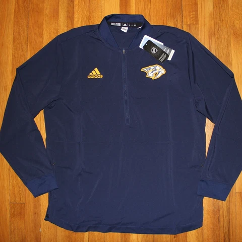 Adidas Nashville Predators 1/4 Zip Pullover Mens M GH5904 NHL Hockey Navy Blue Cover