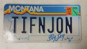 2000 MONTANA "Tiffany and Jon" Big Sky License Plate TIFNJON - Picture 1 of 1
