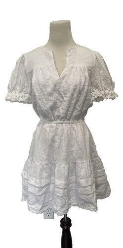 VETEMENTS Mini abito Amanda Uprichard Maisie Cottagecore bianco scollo a V manica a sbuffo nuovo con etichette S