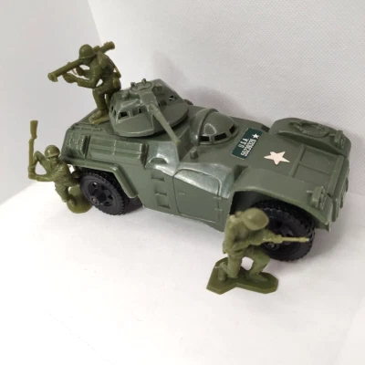 De Colección 3 Soldados Marx y PPC TimMee Juguete 7190 Blindado Reconocimiento Scout Tanque Torreta Gira Foto 1 de 4