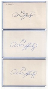 (3) AL EPPERLY INDEX CARD SIGNED 1950 BROOKLYN DODGERS PSA/DNA CERTIFY 1918-2003