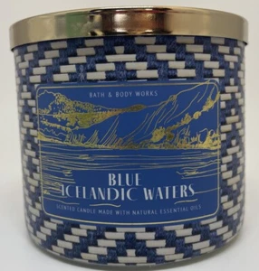 NEW Bath & Body Works Blue Icelandic Waters 3 Wick Candle 14.5 Oz Deep Blue Sea - Picture 1 of 2