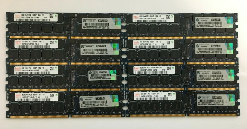 HP 64GB PC2-5300p 667MHz 2Rx4 DDR2 ECC REG RDimm Server RAM Memory 495605-B21 - Image 1 of 1