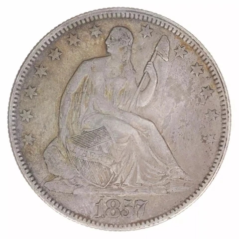 1857 Liberty Seated Silver Half Dollar XF Cover