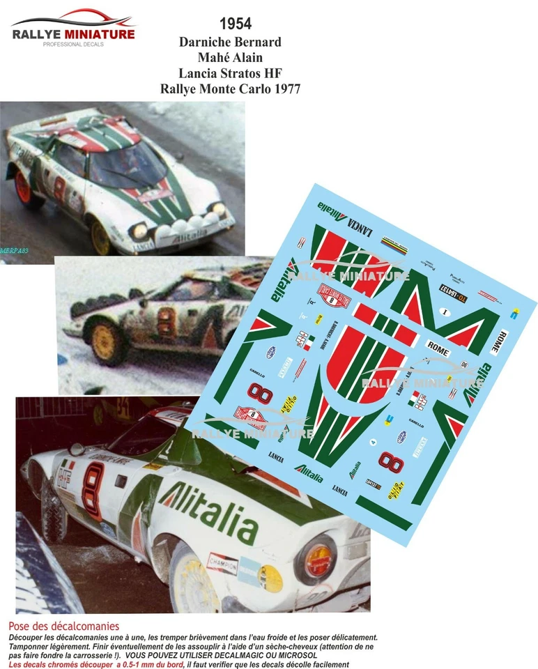 DECALS 1/43 REF 1954 LANCIA STRATOS DARNICHE RALLYE MONTE CARLO 1977 WRC RALLY - Photo 1/1