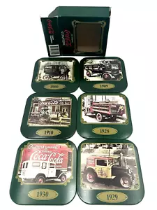 Vintage Coca-Cola Set of 6 Coasters Delivery Trucks of the 1900s With Box - Picture 1 of 5