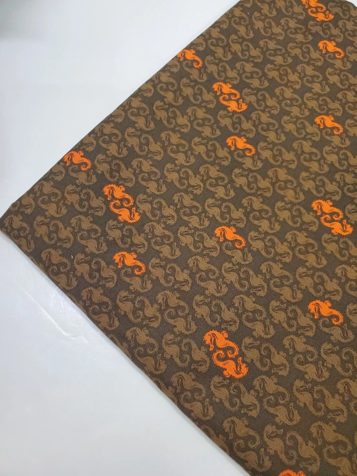 Ткань Heather Ross Mendocino 1-й Принт Морские коньки Морская Жизнь ТОЛСТАЯ ЧЕТВЕРТЬ - Изображение 1 из 1