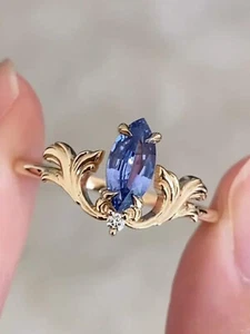 Valentinstag Tansanit Edelstein 925 Sterlingsilber handgefertigter Ring alle Größen - Bild 1 von 5