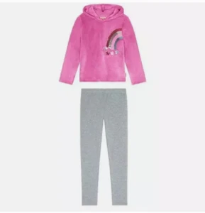 NEW BCBG Girls Youth 2-piece Plush Set, Pink/Gray - Picture 1 of 4