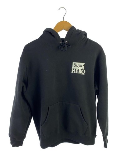 Felpa Supreme con cappuccio x ANTIEROE logo posteriore S cotone nero tinta unita usata