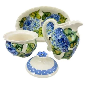 Heather Lane Cerámica Pintada a Mano Hortensia Floral Azúcar Crema Set 4 Piezas - Imagen 1 de 20