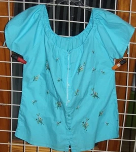 TALLA 14/16 D.C.C. BLUSA FLORES BORDADAS OCEAM WAVE (AQUA) - Imagen 1 de 2