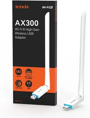 Tenda U2 AX300 Wi-Fi 6 High Gain Antenna AP USB Adapter for PC Windows/Linux/UOS - Image 1 of 4