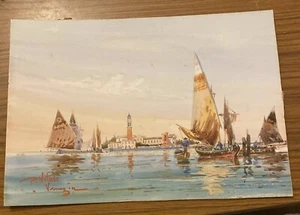 P. Vitali - Italiano - Pintura Acuarela Siglo XIX - Venecia - 21 X 30 cm Aprox - Imagen 1 de 5