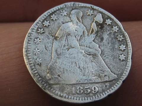 1859 P Seated Liberty Half Dime- Philadelphia, VG Details Cover