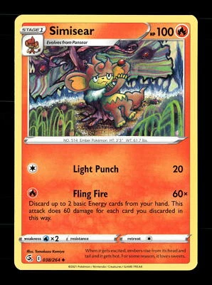 Pokemon SWSH08: Fusion Strike #038/264 Simisear Uncommon - Image 1 of 2