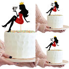 Elegant Lady Silhouette Cake Topper Birthday Party Cake Glitter Card 18th-90th