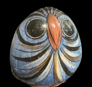 Tonala Jal handgefertigt bemalt Volkskunst mexikanische Keramik Keramik Vogel Eule blau 3" - Bild 1 von 9