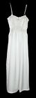 VINTAGE Lily of France negligee long nightgown satin white lace spaghetti straps