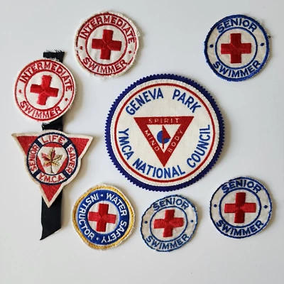 Vintage YMCA Patch Lot 1955 - 60 Swimmer Life Saving Iron On Embroidery Canada - Image 1 of 4