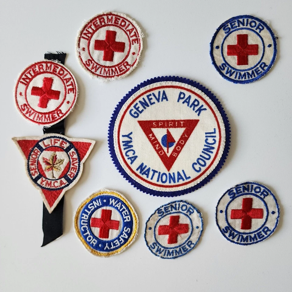 Vintage YMCA Patch Lot 1955 - 60 Swimmer Life Saving Iron On Embroidery Canada - Image 1 of 4