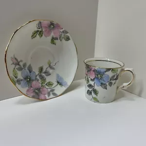 1900’s Floral Teacup & Saucer Porcelain Gold Trim Salisbury England Bone China - Picture 1 of 16