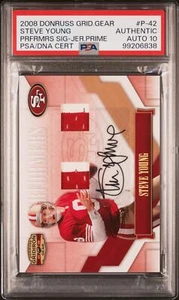 2008 Donruss Gridiron Gear #P-42 Steve Young Prime Jersey #/25 PSA AUTO 10 - Picture 1 of 2