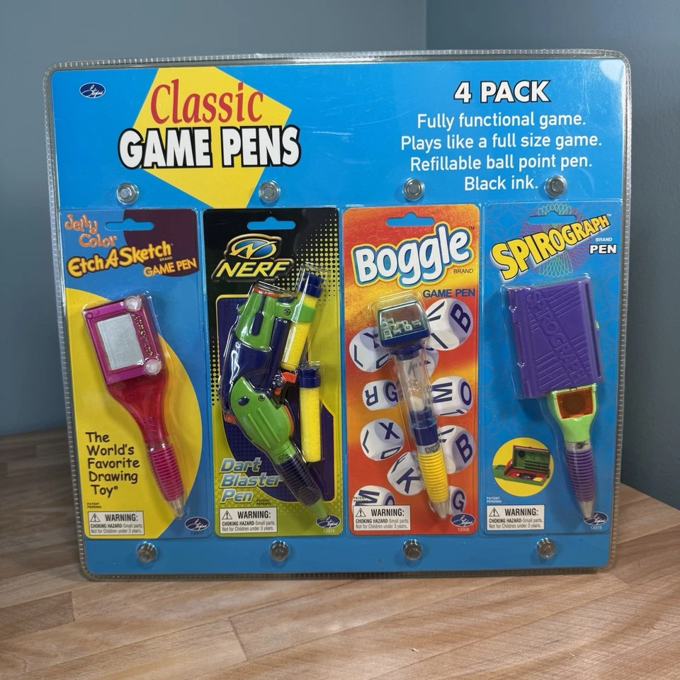 NUEVO 4 Pack Clásicos Plumas de Juego Grabado Un Boceto Nerf Dart Blaster Boggle Spirograph Foto 1 de 4