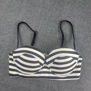 Xhilaration Bikini Padded Push-up Top Black & White Stripes Size Medium Retro - Picture 1 of 7
