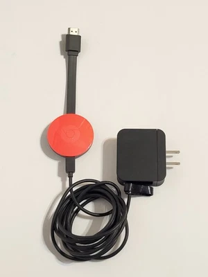 Google Chrome красный Chromecast NC2-6A5 2-го поколения. HDMI с шнур питания - без пульта дистанционного управления - Изображение 1 из 4