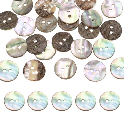 26Pcs Natural Shell Buttons,15mm 2 Holes Pearl Button,Beige Brown - Image 1 of 4
