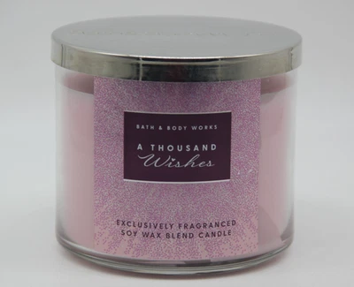 NEW BATH & BODY WORKS 3-WICK CANDLE 14.5 OZ A Thousand Wishes PINK GLITTER - Image 1 of 4