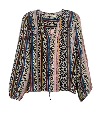 Top Marie Oliver 100% Seda Estampado Multicolor Manga Larga Puño Elástico Talla S Foto 1 de 4