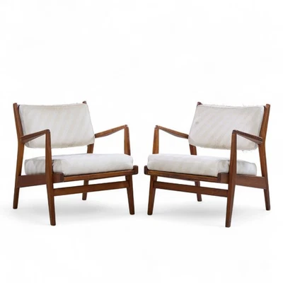 Espreguiçadeiras Jens Risom U430 meados do século nogueira - Par - Imagem 1 de 4