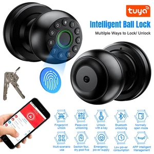 Perilla de puerta inteligente huella digital cerradura inteligente aplicación control Bluetooth biométrico sin llave - Imagen 1 de 13