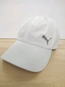 Puma Running Golf Cappello Berretto Cinghia Schiena Puma Argento Logo Gatto Leggero Bianco      - Foto 1 di 8