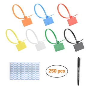 250 Pcs 7Colors Nylon Cable Marker Ties Self-Locking Cord Write on Ethernet5665 - Photo 1/7