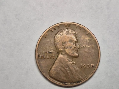 1938 Wheat Cent Die Crack / Lamination Flaw F-VF Fine - Very Fine - Image 1 of 2